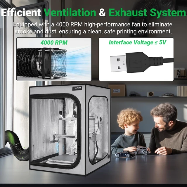 Alt view image 3 of 7 - Upgrade 3D Printer Enclosure with Ventilation Kit for Bambu lab A1/A1 Mini Combo,Fireproof&Dustproof Constant Temperature 3D Printer Cover with AMS LED Light-520*600*700mm-NOT For AMS lite Top-mount