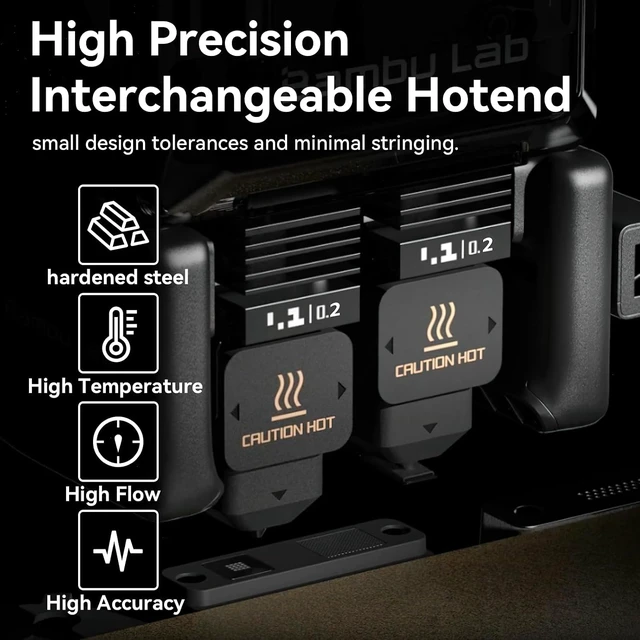 Alt view image 4 of 7 - 2 PCS H2D Quick Swap Hotend 0.2mm Hardened Steel Nozzle High Temperature Extruder Print Head with Silicone Cover Compatible with Bambu Lab H2D/H2S/H2C 3D Printers