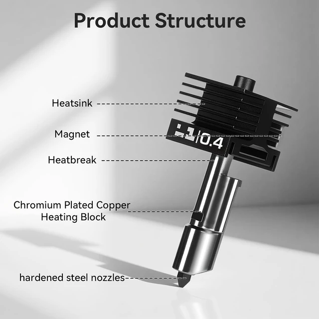 Alt view image 2 of 7 - 2 PCS H2D Quick Swap Hotend 0.4mm Hardened Steel Nozzle High Temperature Extruder Print Head with Silicone Cover Compatible with Bambu Lab H2D/H2S/H2C 3D Printers