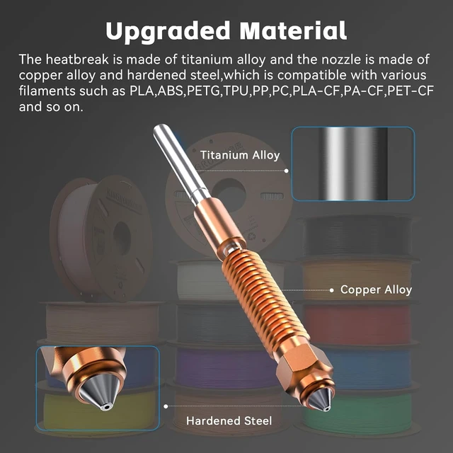 Alt view image 2 of 7 - K1C Hotend Ceramic Heating Block Kit with Hardened Steel Integrated Quick Swap Nozzle Supports 300°C High Temperature Extruder Hot End Replacement Compatible with Creality K1C 3D Printer