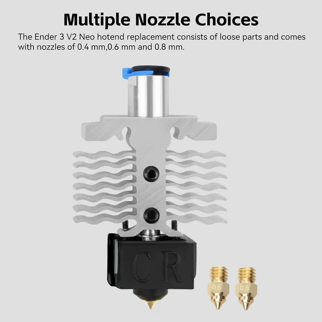 Alt view image 6 of 7 - CREALITY Ender 3 V2 Neo Hotend Part Assembled Hot End Replacement with 0.4/0.6/0.8mm Nozzles & Silicone Sock for Ender 3 Neo,Ender 3 V2 Neo,Ender 3 Max Neo(Heating Rod and Thermistor Excluded)
