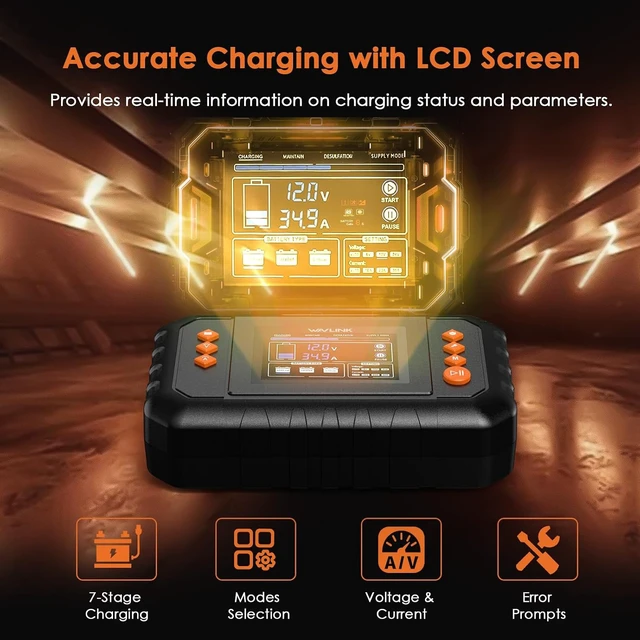 Alt view image 3 of 7 - 35-Amp Smart Battery Charger 6V 12V 24V Auto-Detect Multi-Battery