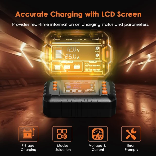 Alt view image 4 of 7 - Smart Battery Charger, 6V/12V/24V Car Battery Charger (25-AMP)