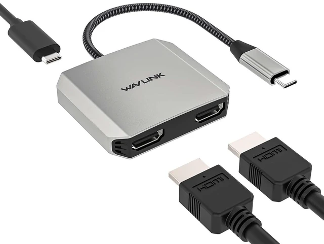 Main image of USB-C to Dual HDMI Splitter,WAVLINK 3-in-1 HDMI Adapter
