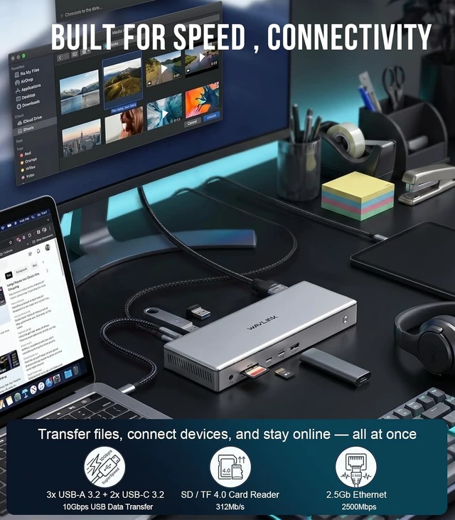 Alt view image 5 of 7 - Displaylink Docking Station 4 Monitors, Quad 4K Displays for Mac