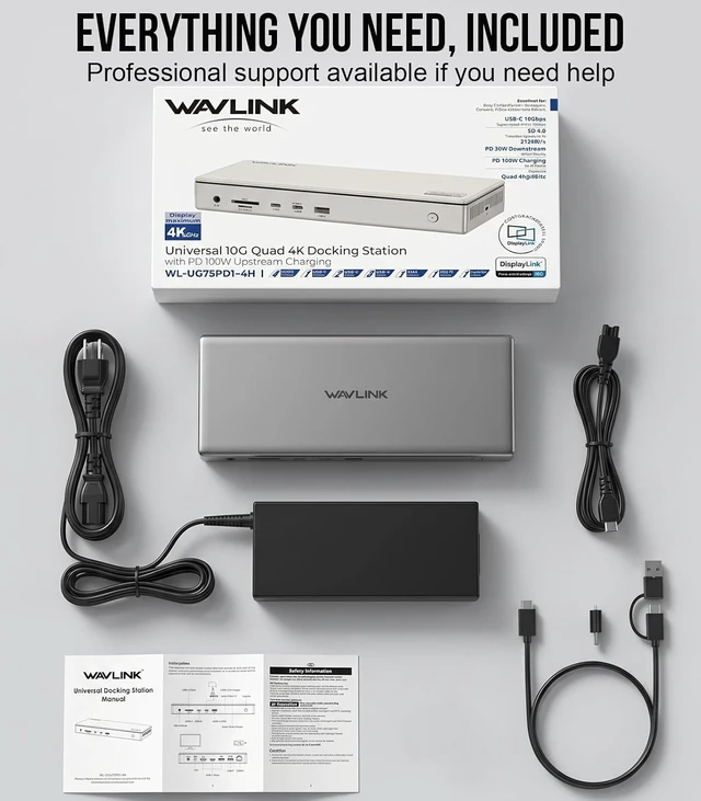 Alt view image 7 of 7 - Displaylink Docking Station 4 Monitors, Quad 4K Displays for Mac