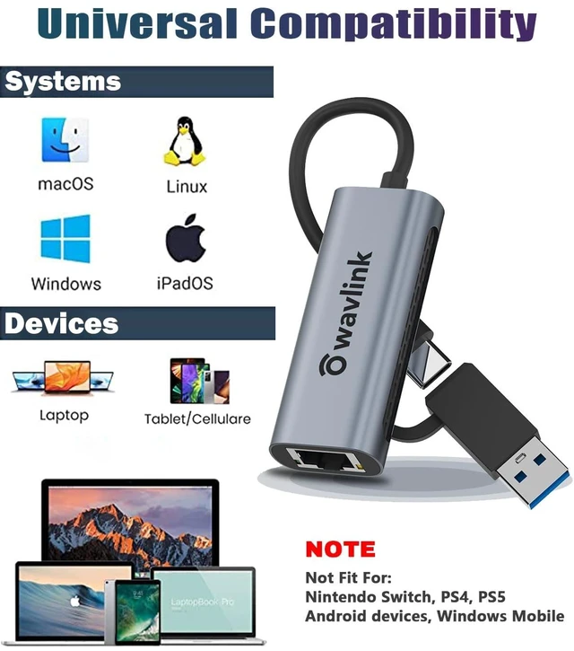 Alt view image 6 of 7 - USB C to Ethernet Adapter 2.5 Gbps, USB to RJ45 Converter