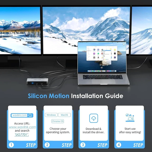 Alt view image 6 of 7 - USB C to Triple Monitor Adapter, Compatible with Mac&Windows