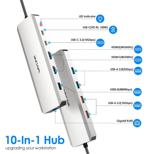 Alt view image 2 of 7 - Laptop Docking Station, Docking Station Dual Monitor for HDMI