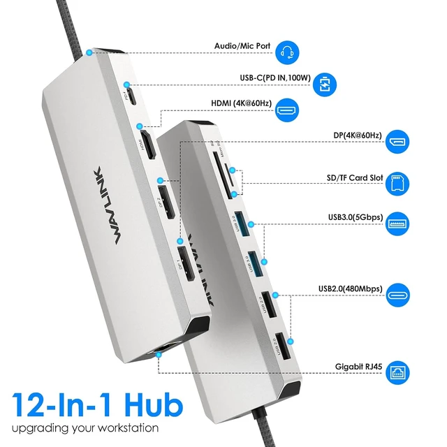 Alt view image 2 of 7 - Laptop Docking Station,Triple Monitors,Dual DisplayPort,HDMI,85W PD