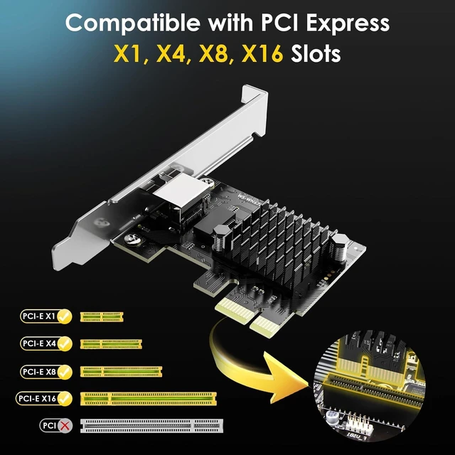Alt view image 5 of 7 - 2.5 Gigabit Ethernet PCIE Network Card, 10/100/1000/2500 Mbps RJ45 LAN Adapter for Desktop PC, Win10/11 Supported