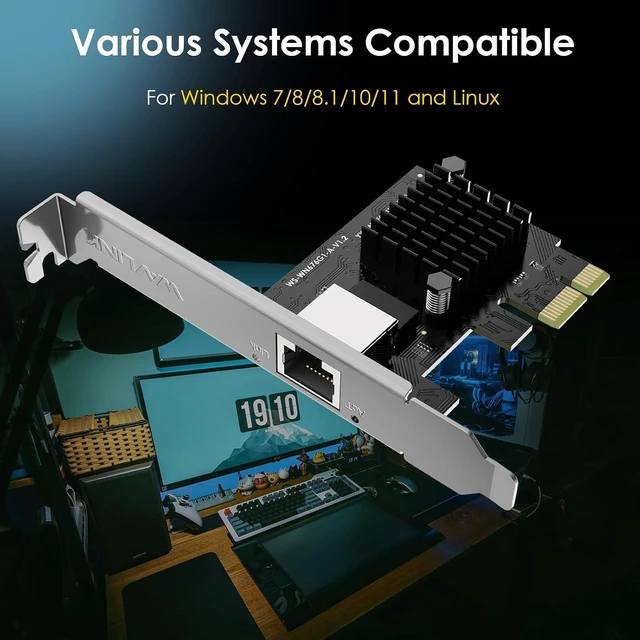 Alt view image 6 of 7 - 2.5 Gigabit Ethernet PCIE Network Card, 10/100/1000/2500 Mbps RJ45 LAN Adapter for Desktop PC, Win10/11 Supported