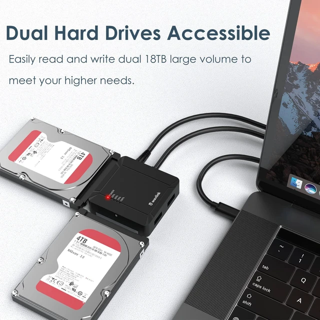 Alt view image 5 of 6 - USB-C HDD Docking Station, Dual-Bay 2 USB 3.0 Ports & 12V/3A, 5Gbps