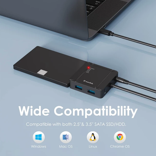 Alt view image 6 of 6 - USB-C HDD Docking Station, Dual-Bay 2 USB 3.0 Ports & 12V/3A, 5Gbps
