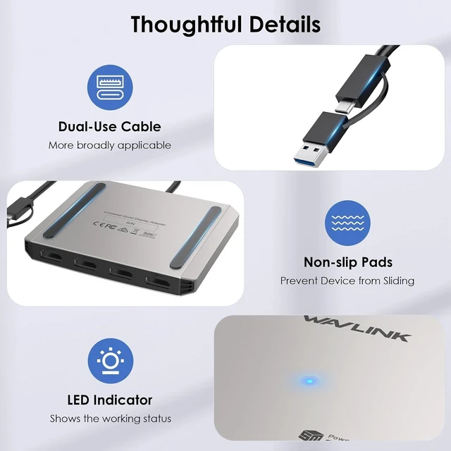 Alt view image 6 of 7 - 4-Port HDMI Splitter, USB C to Quad Monitor 4K Adapter