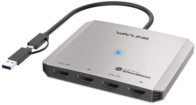 Main image of 4-Port HDMI Splitter, USB C to Quad Monitor 4K Adapter