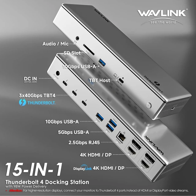 Alt view image 2 of 7 - Thunderbolt 4 Dock, TB4 and DisplayLink Integration Technology