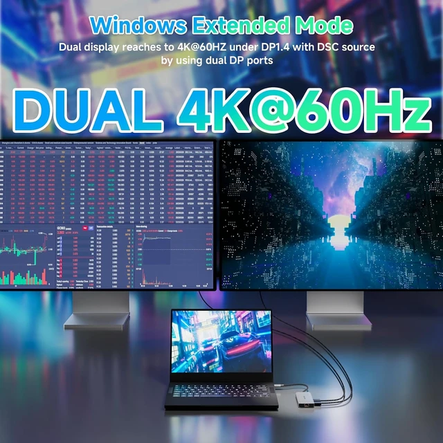Alt view image 4 of 7 - Laptop Docking Station,WAVLINK Triple Monitors Dock,Dual DisplayPort,HDMI