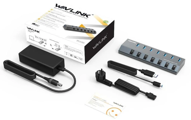 Alt view image 7 of 7 - USB Hub 3.0, WAVLINK 7 Port Powered USB 3.0 hub 48W Charging, 5V/2.4A Each Ports with Individual Switches LED Indicator, USB Extension for Laptop, MacBook, iMac, PC, USB Flash Drives