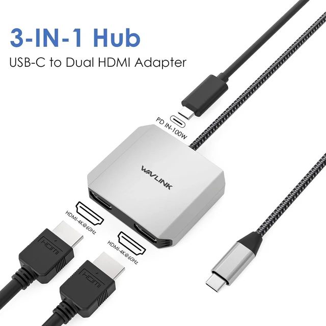 Alt view image 2 of 7 - HDMI Splitter for Dual Monitors, Dual Display for Windows ONLY
