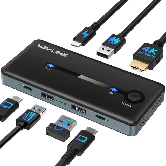 Main image of KVM Switch 1 Monitors 2 Computers, WAVLINK HDMI KVM Switch