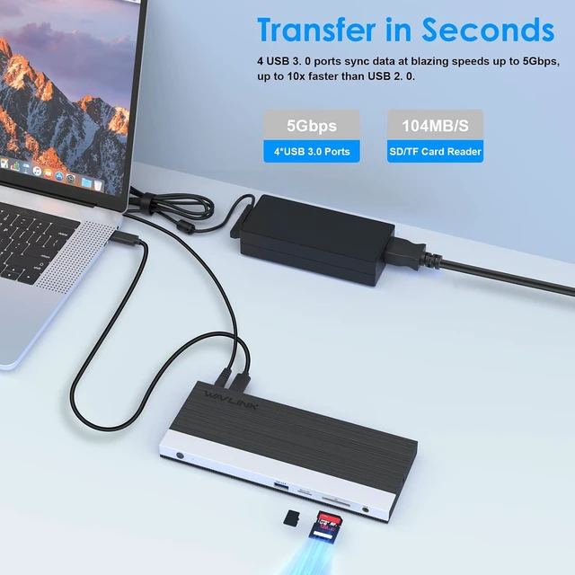 Alt view image 7 of 7 - 13-in-1 USB C Docking Station Triple 4K for Laptop