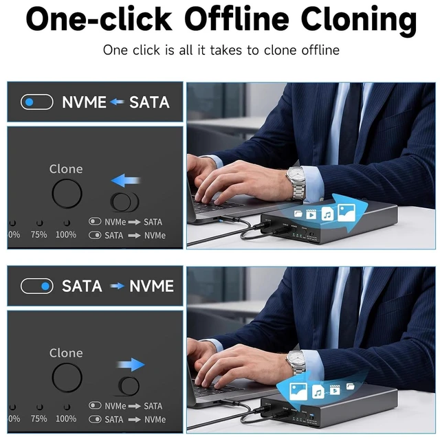 Alt view image 4 of 7 - Hard Drive Docking Station NVMe M.2 to SATA 2.5/3.5 SSD/HDD