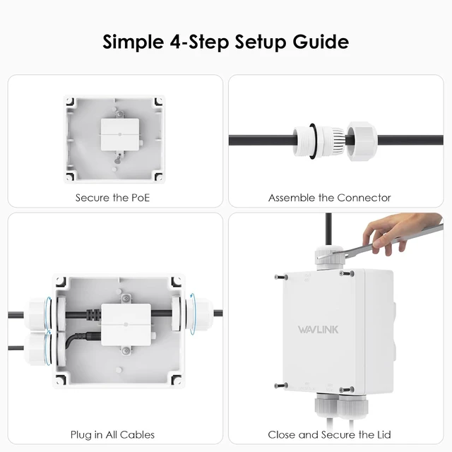 Alt view image 3 of 7 - Outdoor Waterproof Box for POE, WAVLINK IP67 Waterproof Plastic Enclosure