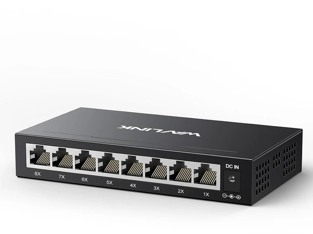 Main image of 8-Port Gigabit Ethernet Unmanaged Switch, Home Network Hub, Office Ethernet Splitter, Plug & Play, Desktop/Wall Mount, Silent Operation, Metal Case
