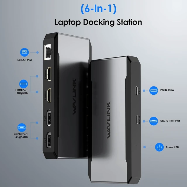 Alt view image 2 of 7 - USB C Docking Station WAVLINK 4 Monitor Docking Station