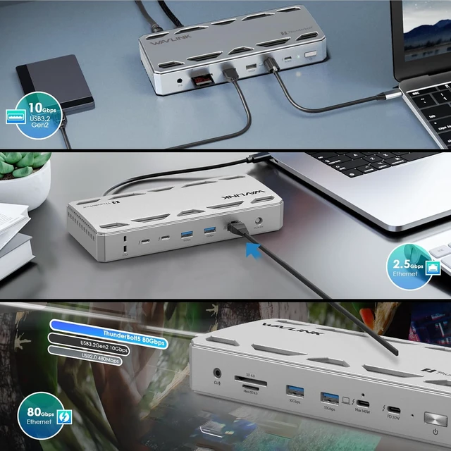 Alt view image 7 of 7 - Thunderbolt 5 Dock, Intel Certified TB5 Docking Station, 120Gbps
