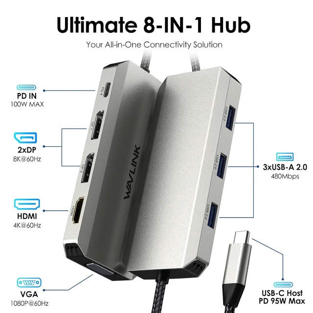 Alt view image 2 of 7 - Laptop Docking Station, Quad Monitors, Dual DisplayPort, HDMI, VGA