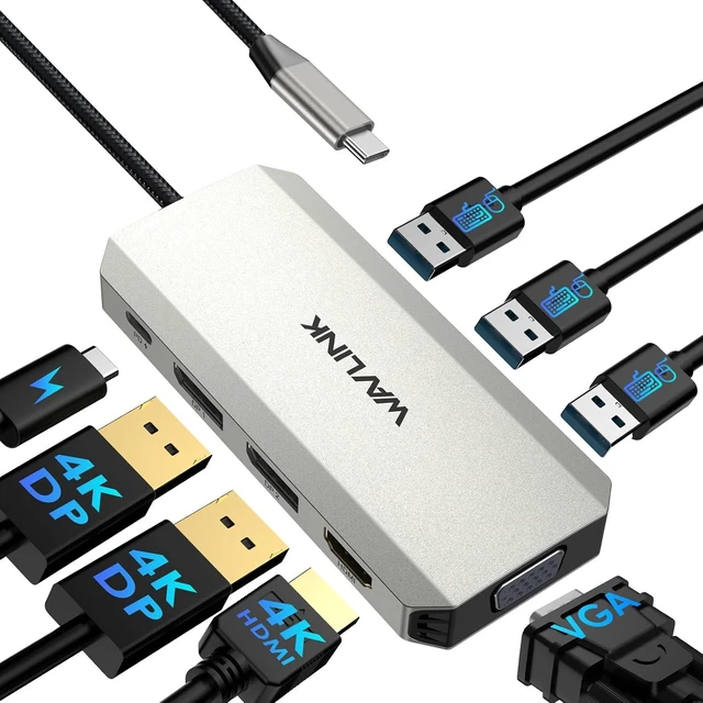 Main image of Laptop Docking Station, Quad Monitors, Dual DisplayPort, HDMI, VGA