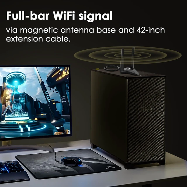 Alt view image 2 of 6 - AXE5400 PCIe WiFi 6E WiFi Card with Magnetic Antennas, 2026 Tri-Band Wireless Network Card with Bluetooth 5.3, AX210 Chip, MU-MIMO, WPA3, OFDMA, Low-Profile Bracket, Heat Sink
