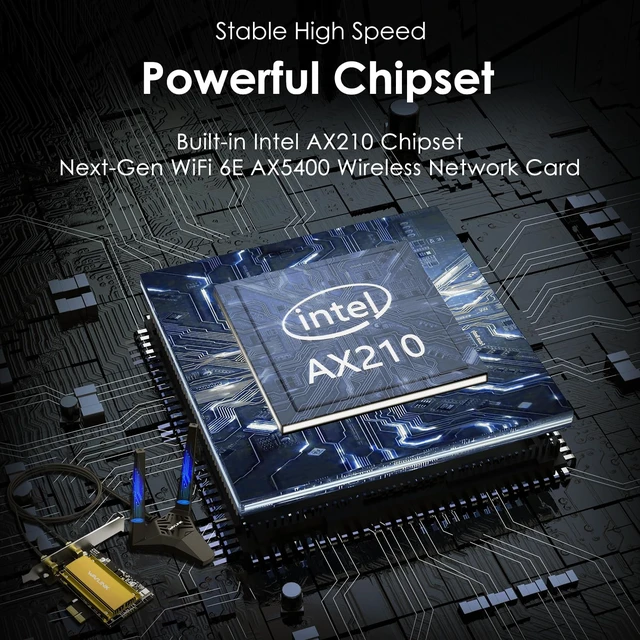 Alt view image 3 of 6 - AXE5400 PCIe WiFi 6E WiFi Card with Magnetic Antennas, 2026 Tri-Band Wireless Network Card with Bluetooth 5.3, AX210 Chip, MU-MIMO, WPA3, OFDMA, Low-Profile Bracket, Heat Sink