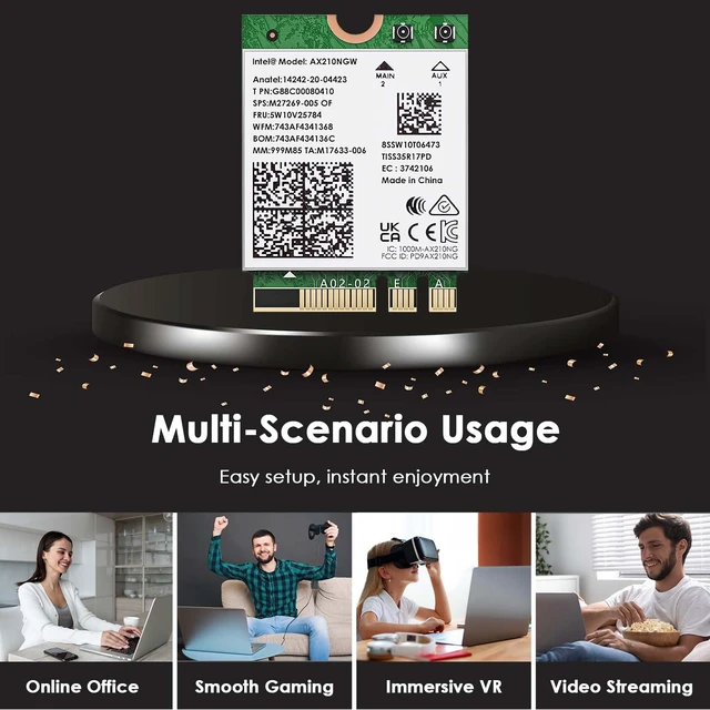 Alt view image 6 of 7 - WiFi 6E Wireless Card with Bluetooth 5.3, 2026 Tri-Band AXE5400 NGW Network Card, Intel AX210, Ultra-Low Latency, Support Windows 10/11 (64bit), Linux, M.2/NGFF