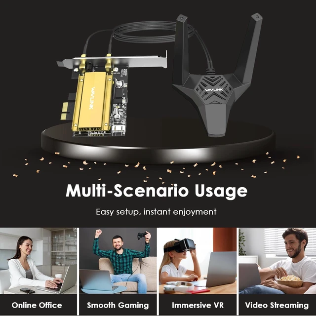 Alt view image 6 of 6 - AXE5400 PCIe WiFi 6E WiFi Card with Magnetic Antennas, 2026 Tri-Band Wireless Network Card with Bluetooth 5.3, AX210 Chip, MU-MIMO, WPA3, OFDMA, Low-Profile Bracket, Heat Sink