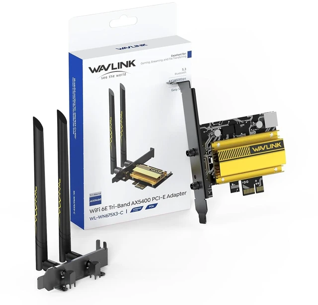 Main image of WiFi 6E PCIe AX5400M WiFi Card, 2024 Network Card Tri-Band AX210 Wireless Adapter with Bluetooth 5.3, MU-MIMO, WPA3, OFDMA, Low-Profile Bracket, Heat Sink