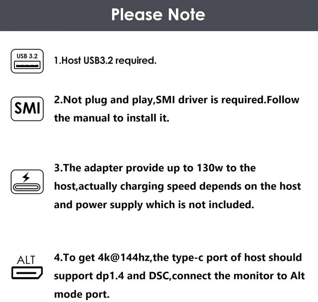 Alt view image 4 of 7 - Laptop Docking Station, 4 Monitors for HDMI, Single 4K@144Hz