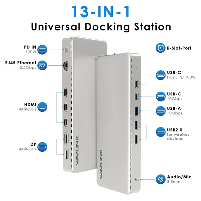Alt view image 2 of 7 - Laptop Docking Station, SM770 Dock,Triple HDMI, Dual DisplayPort
