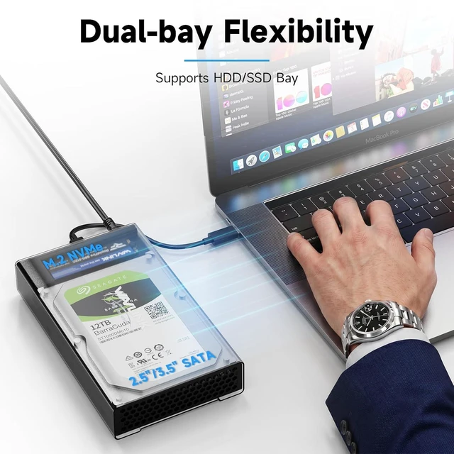 Alt view image 3 of 7 - Hard Drive Docking Station NVMe M.2 to SATA 2.5/3.5 SSD/HDD