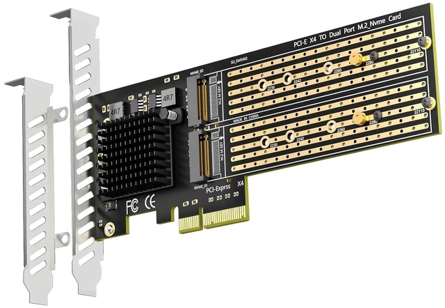 Main image of PA20 Dual M.2 NVMe to PCIe 3.0 X4 Adapter, Bifurcation Built-in