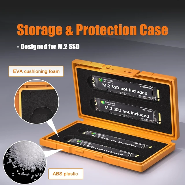 Alt view image 2 of 7 - 3-Pack 4-Slot M.2 SSD Storage Case, NVMe/SATA 2280/2230, Orange