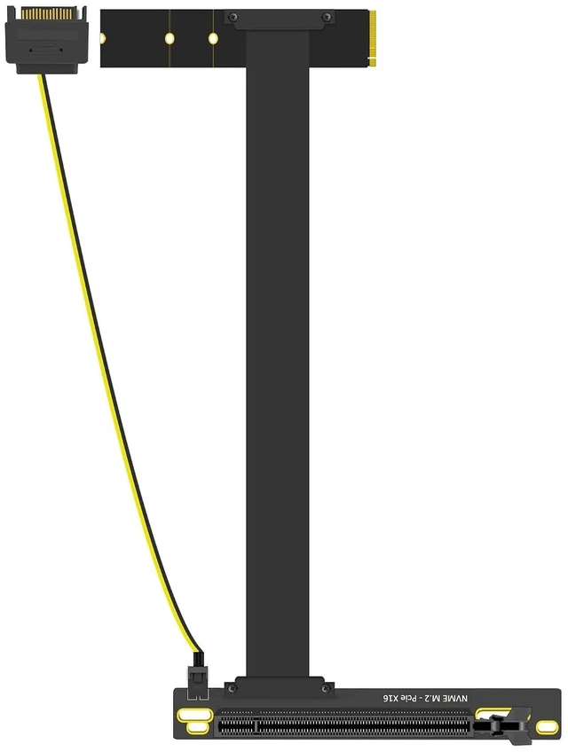 Main image of 300mm M.2 Key M to PCIe 4.0 X16 Riser Cable with SATA Power Cable, Not Support M.2 SATA Slot