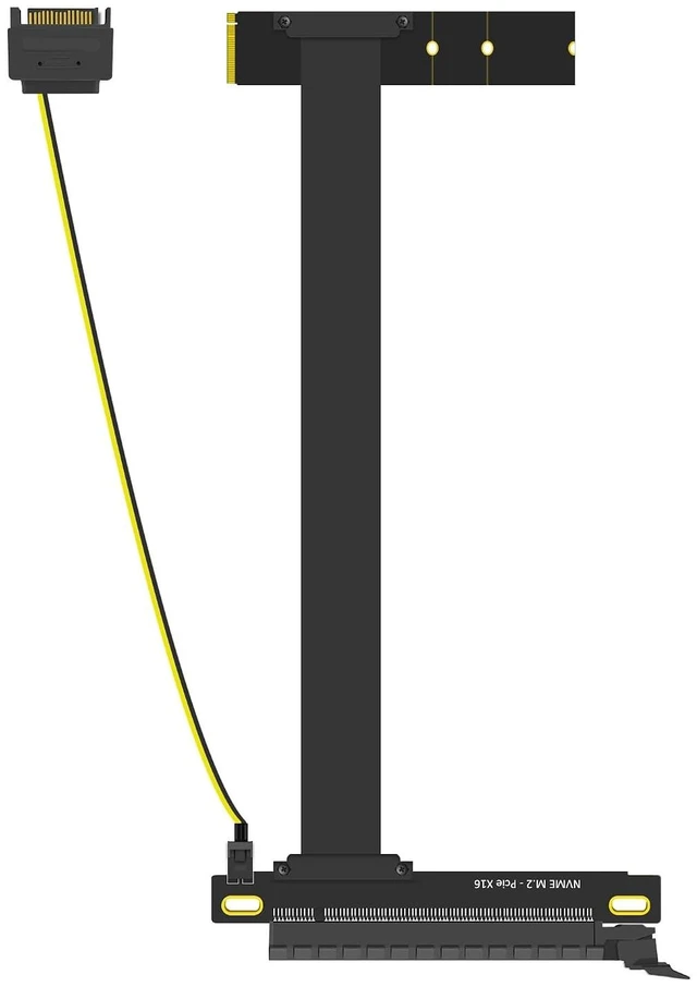 Main image of 300mm M.2 Key M to PCIe 4.0 X16 Riser Cable with SATA Power Cable, Not Support M.2 SATA Slot
