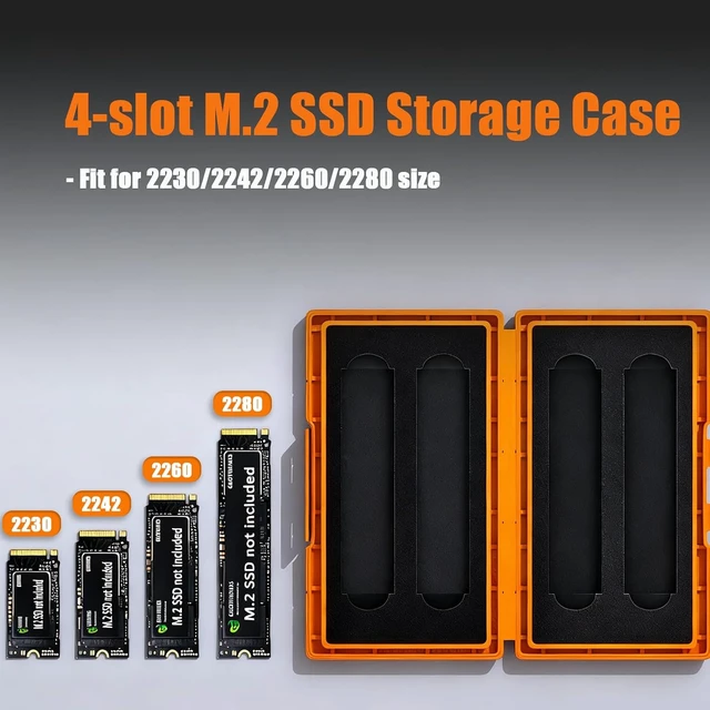 Alt view image 3 of 7 - 3-Pack 4-Slot M.2 SSD Storage Case, NVMe/SATA 2280/2230, Orange