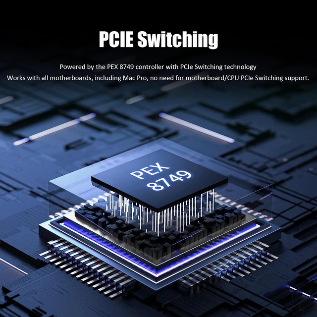 Alt view image 4 of 7 - ST538 8-Port SFF-8643 to PCIe 3.0 X16 Adapter Card, PEX8749
