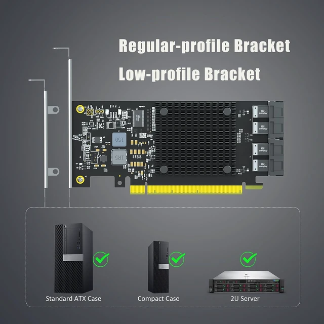 Alt view image 6 of 7 - ST583 4-Port SFF-8643 to PCIe 3.0 X16 Adapter Card, PEX8747