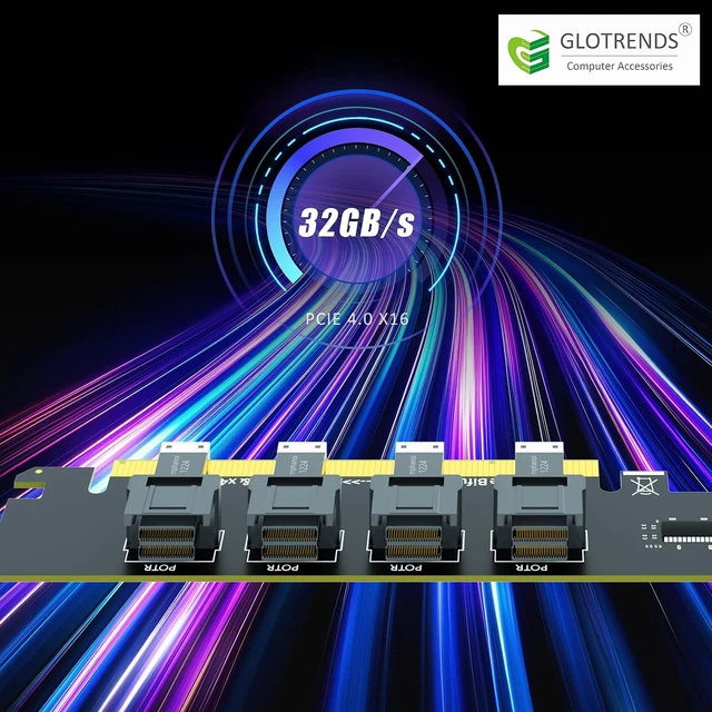 Alt view image 4 of 7 - SF04 4-Port SFF-8643 to PCIe 4.0 X16, Bifurcation Required