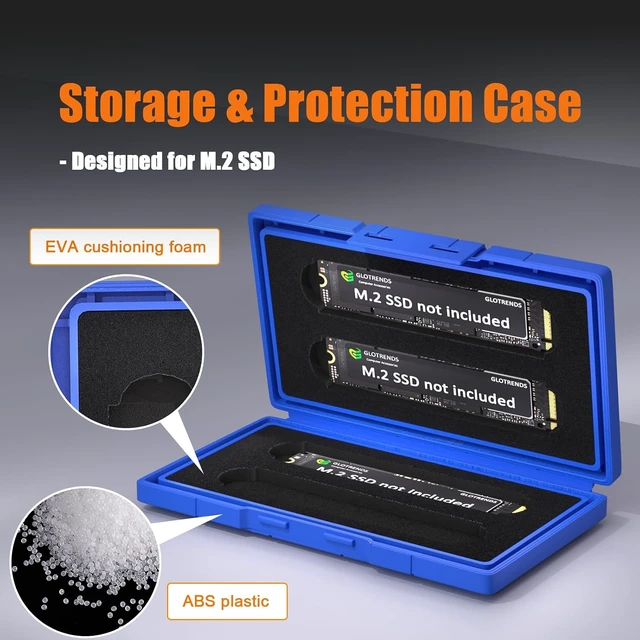 Alt view image 2 of 7 - 4-Slot M.2 SSD Case for NVMe/SATA 2280/2230 Drives, Blue